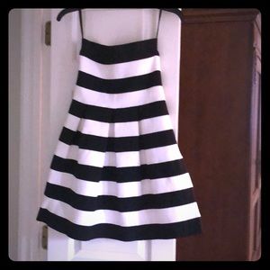 Black & white strapless cocktail dress